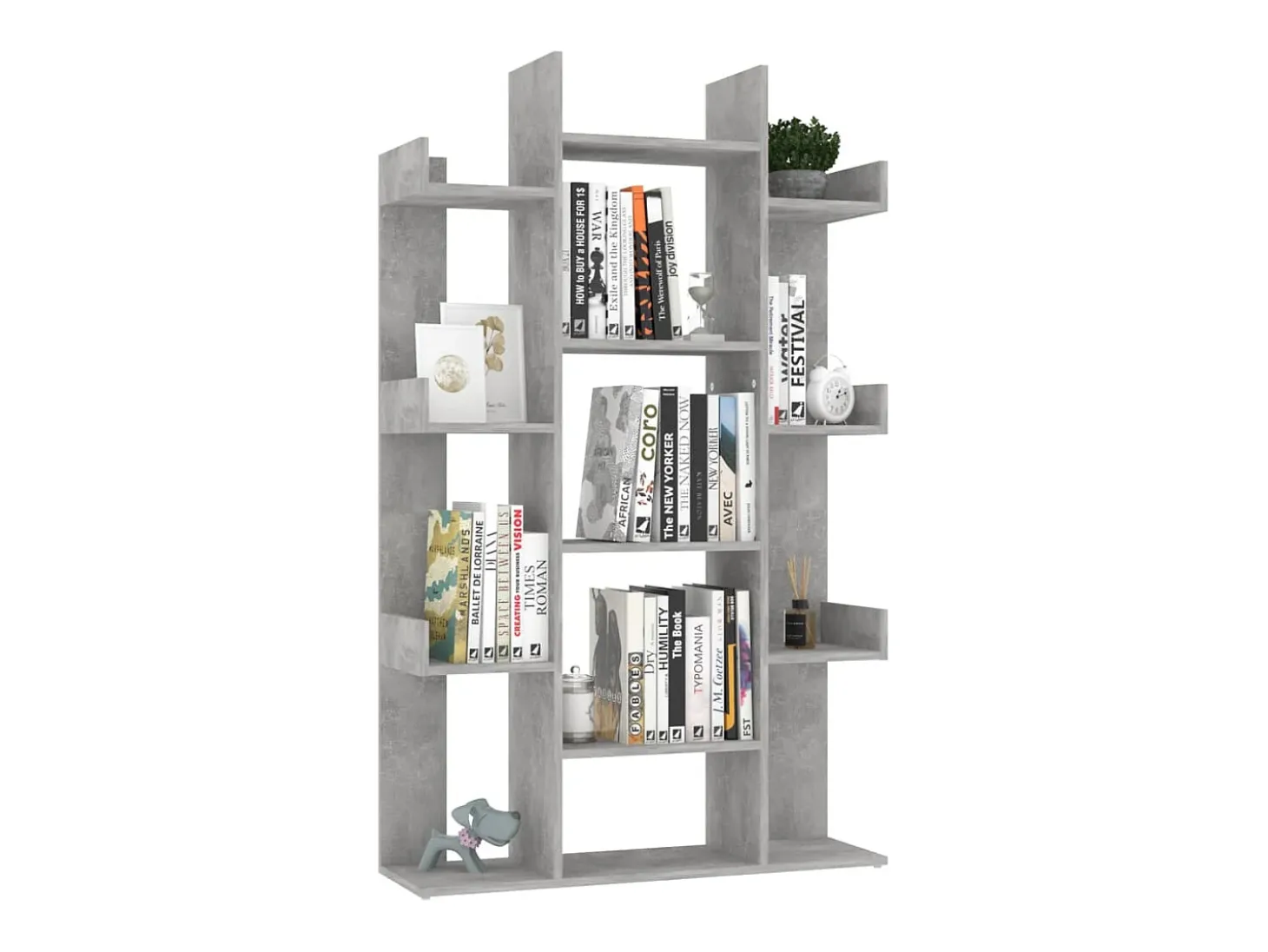 Candler Librería de madera contrachapada gris hormigón 86x25,5x140 cm