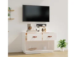 Carly Grace Mueble para TV madera maciza de pino blanco 90x40x60 cm