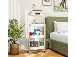 Carrito auxiliar Thila Homcom 3 estantes con cajón blanco 117,5x45x29,5 cm