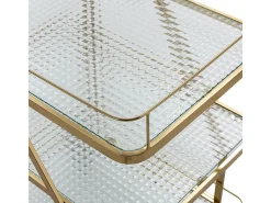 Carrito bar LIVIO en metal y cristal dorado – 63 cm