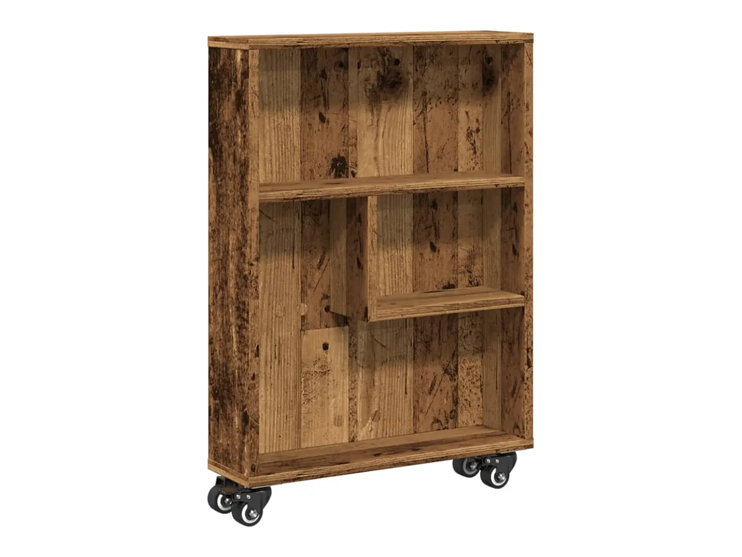 Carrito de almacenaje estrecho madera envejecida 48x13x68 cm