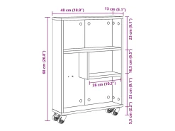 Carrito de almacenaje estrecho madera blanco 48x13x68 cm