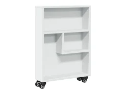 Carrito de almacenaje estrecho madera blanco 48x13x68 cm