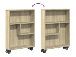 Carrito de almacenaje estrecho roble Sonoma 48x13x68 cm madera de ingeniería