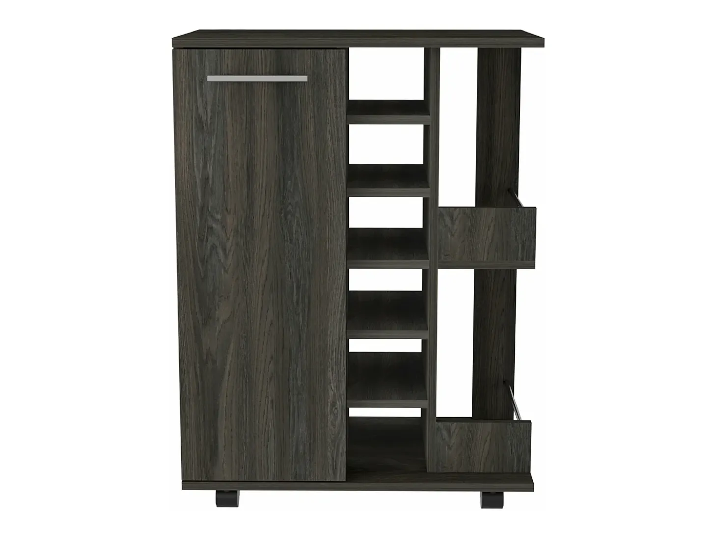 Carrito de Bar con botellero y ruedas , 82.09 cm X 59.99 cm X 37.49 cm , Carbón