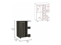 Carrito de Bar con botellero y ruedas , 82.09 cm X 59.99 cm X 37.49 cm , Carbón
