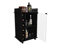 Carrito de Bar Dukat con ruedas y puerta de cristal , 88.9 cm X 54.86 cm X 41.40 cm , Negro