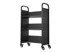 Carrito para Libros SucceBuy, Capacidad de Carga 150 kg, 77 x 38 x 122 cm, Estante de Almacenamiento de Libros de Una Cara en V, para Salón, Oficina, Escuela