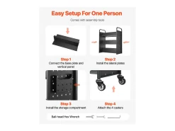 Carrito para Libros SucceBuy, Capacidad de Carga 150 kg, 97x51,5x122,5 cm, Estante de Almacenamiento de Libros de Doble Cara en W con Ruedas con Doble Freno, Negro