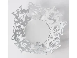 Centro de mesa pequeño Farfalloso Ø31 cm en mármol blanco hierro perforado Diseño moderno con mariposas elegante decoración de mesa Made in Italy