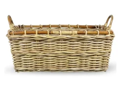 Cesta contenedor rectangular de madera de junco con asas cm 70 x 59 x h 27