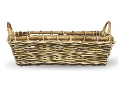Cesta contenedor rectangular de madera de junco con asas cm 48 x 37 x h 15