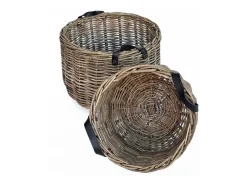 Cesta de madera de ratán auténtico con asas 40 x 30 cm