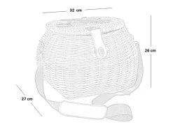 Cesta de mimbre con forma de seta con bandolera cm 32 x 27 x h 26 lux