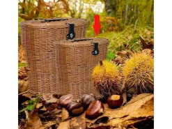 Cesta de mimbre Gerla Lux con tapa y correa para el hombro 42 cm x 30 cm h 40