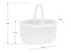Cesta de mimbre ovalada bicolor Sara con asa 43,5 x 36 h 25