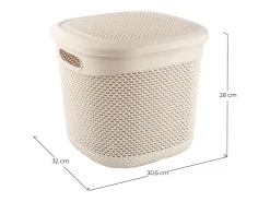 Cesta Mediana Cuadrada con Tapa 15 Litros Beige 7house