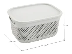 Cesta Mediana Rectangular con Tapa 6,6 Litros Blanco 7house