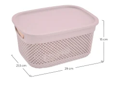 Cesta Mediana Rectangular con Tapa 6,6 Litros Rosa 7house