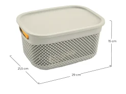 Cesta Mediana Rectangular con Tapa 6,6 Litros Beige 7house