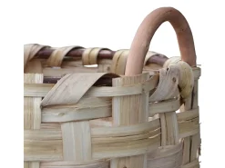 Cesta porta leña cesta porta pellets madera y bolsa de pellets 68 cm