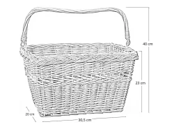 Cesta rectangular de mimbre para bicicleta con asa tejida