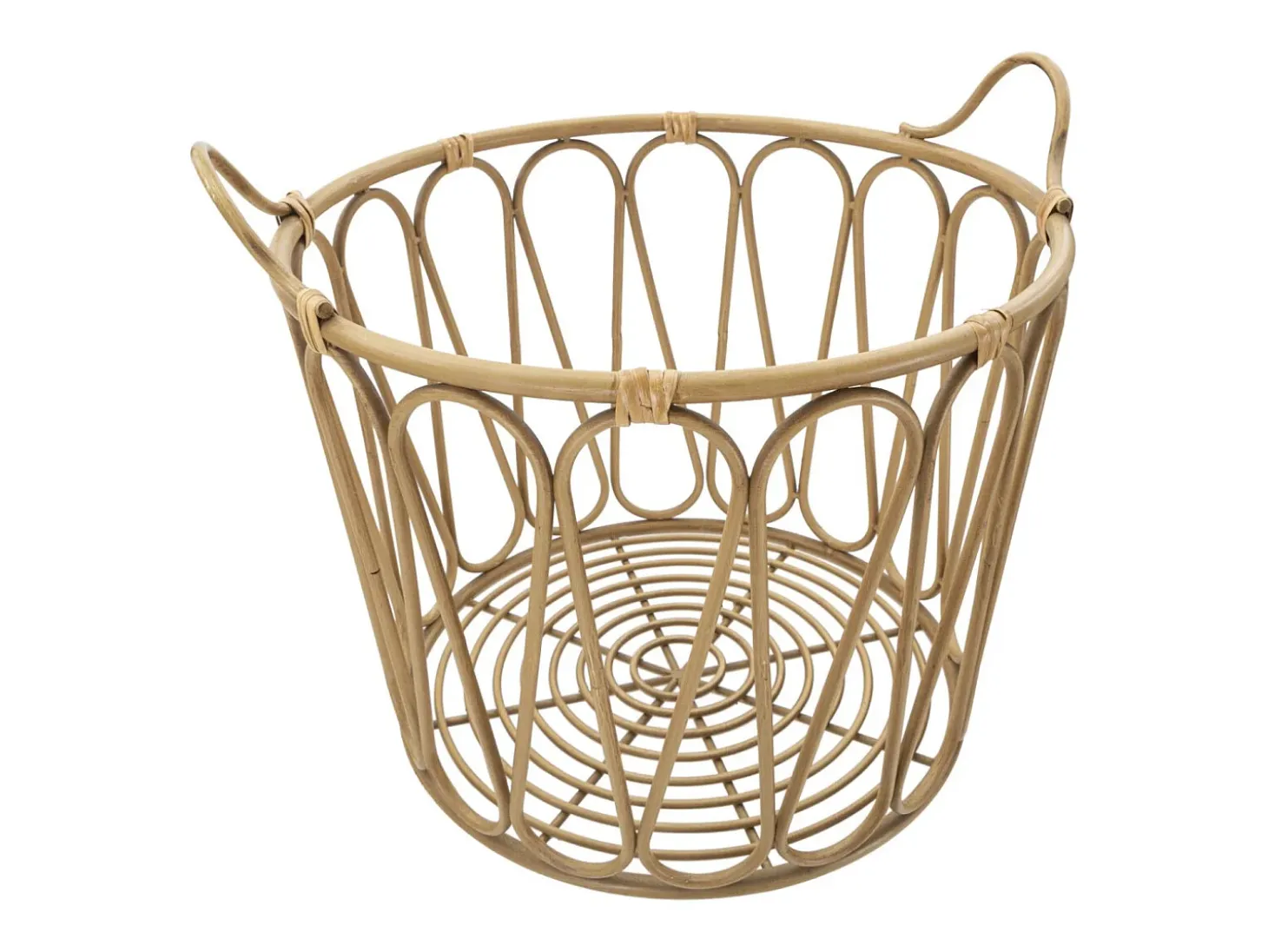 Cesta redonda boho chic de metal y ratán Panama