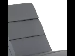 Chaise longue tumbona moderna y acolchada para el salón de polipiel Dijon - Gris