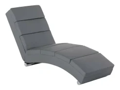 Chaise longue tumbona moderna y acolchada para el salón de polipiel Dijon - Gris
