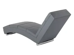 Chaise longue tumbona moderna y acolchada para el salón de polipiel Dijon - Gris