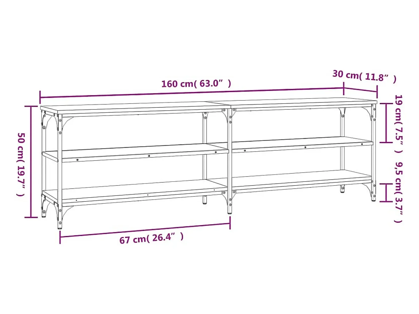 Chiloquin Mueble de TV madera contrachapada roble Sonoma 160x30x50 cm