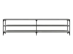 Chiloquin Mueble TV metal y madera contrachapada gris Sonoma 200x30x50 cm