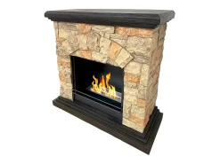 Chimenea de bioetanol Belluno, biochimenea de pie, efecto piedra artificial, L105xP38xH100