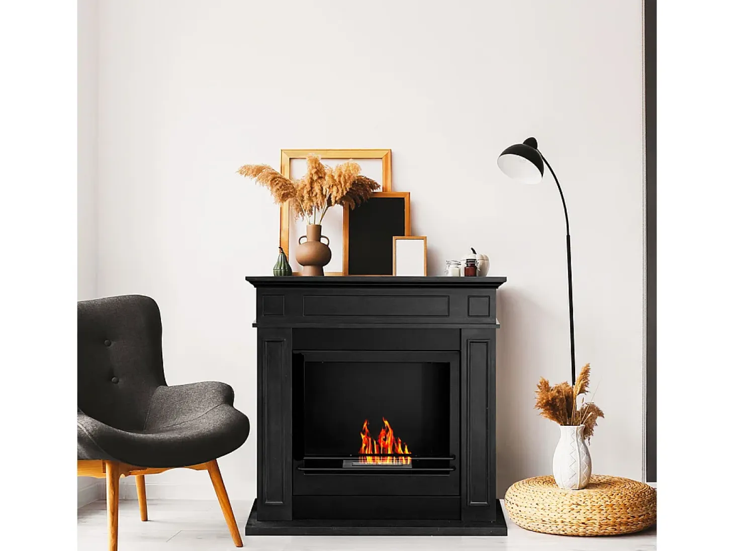Chimenea de bioetanol biochimenea de suelo JEFFERSON Negro L 89,5 x H 90,5 x D 28