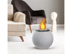 Chimenea de bioetanol, brasero de jardín, de pie, para uso interior y exterior, BOTTICELLI Corda Beige, d.40 x h.54