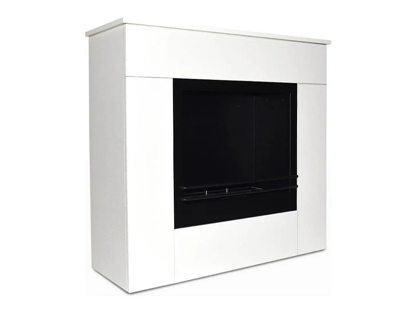 Chimenea de bioetanol de pie Michelangelo de madera blanca, 96 x 36 x 90 h, fabricada en Italia