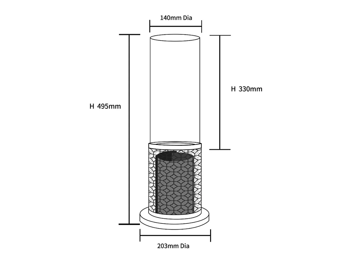 Chimenea de bioetanol de sobremesa TOLOSA Black Gold D20 x H49,5 interior exterior
