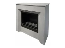 Chimenea de bioetanol de suelo BELLINI de madera con efecto cemento. Fabricada en Italia. L96 x P35 x H96.