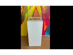 Chimenea de bioetanol de suelo para uso interior y exterior Ischia Blanco 40x40x115