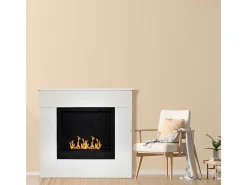 Chimenea de bioetanol de suelo de madera blanca Fabricada en Italia Michelangelo 96x36x90h