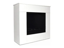 Chimenea de bioetanol de suelo de madera blanca Fabricada en Italia Michelangelo 96x36x90h
