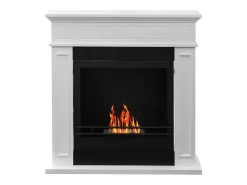 Chimenea de bioetanol JEFFERSON, biochimenea de pie, color blanco, L 89,5 x H 90,5 x P 28