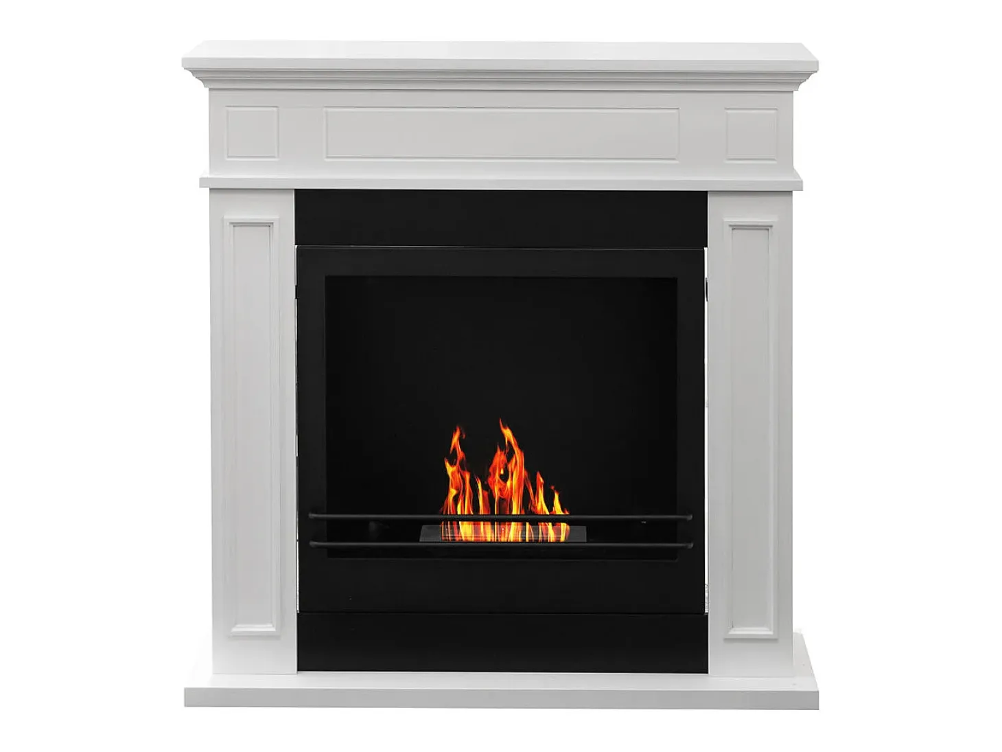 Chimenea de bioetanol JEFFERSON, biochimenea de pie, color blanco, L 89,5 x H 90,5 x P 28