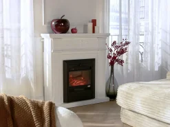 Chimenea eléctrica - Con repisa - Long. 98 x Prof. rof. 26 x Alt. 100,8 cm - Blanco - OTEMANU