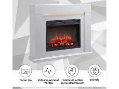 Chimenea eléctrica BALDERIA Apollon - Chimenea de pie con calefacción - Aspecto hormigón