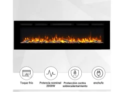 Chimenea eléctrica BALDERIA Fiamma 68 - Chimenea empotrable, calefacción 2000 W - Negro