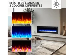 Chimenea eléctrica BALDERIA Fiamma 68 - Chimenea empotrable, calefacción 2000 W - Negro