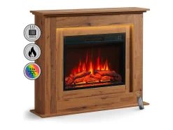 Chimenea eléctrica BALDERIA Finn - Chimenea de pie, calefacción 2000 W - Roble oscuro