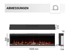 Chimenea eléctrica BALDERIA Athena smart 72 - Chimenea empotrable - Negro