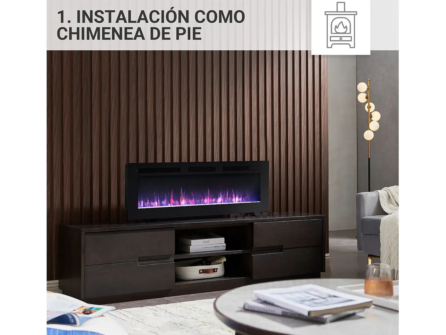 Chimenea eléctrica BALDERIA Leif 50 - 3 en 1 - negro